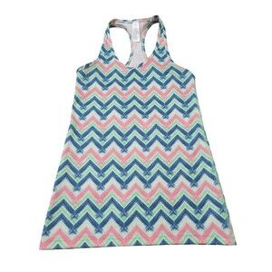 IVIVVA by Lululemon Sz 12 Girls Pink Green Blue Racerback Tank Top Shirt D21